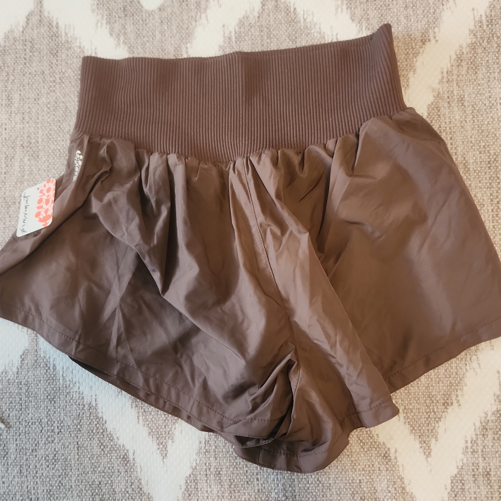 FP Movement by Free People Brown Skorts with Glossy Finish